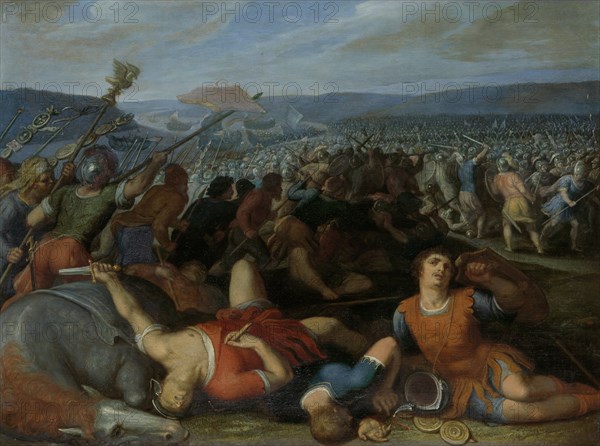 The Batavians Defeating the Romans on the Rhine, 1613. Artist: Veen, Otto van (1556-1629)