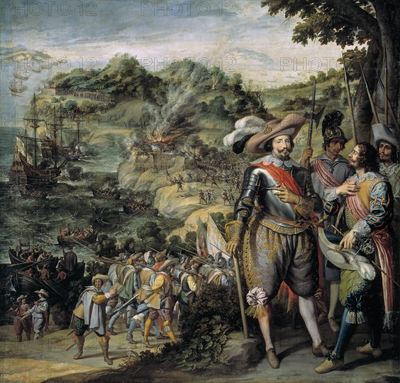 The capture of Saint Kitts by Don Faderique de Toledo, 1634. Artist: Castello, Félix (1595-1651)