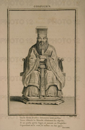 Portrait of the Chinese thinker and social philosopher Confucius, 1788. Artist: Helman, Isidore Stanislas (1743-1806/9)