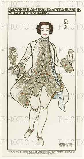 Costume Design for the opera Der Rosenkavalier (The Knight of the Rose) by Richard Strauss, 1910. Artist: Roller, Alfred (1864-1935)