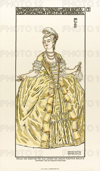 Costume Design for the opera Der Rosenkavalier (The Knight of the Rose) by Richard Strauss, 1910. Artist: Roller, Alfred (1864-1935)