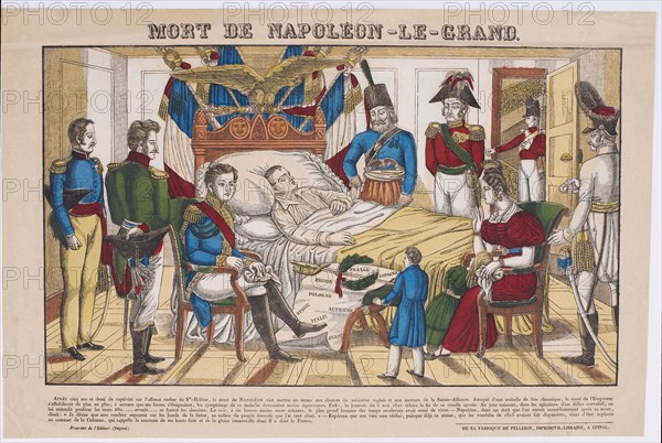 Napoleon Bonaparte on his deathbed, May 5, 1821, 1821-1822. Artist: Imagerie d'Épinal, Vosges