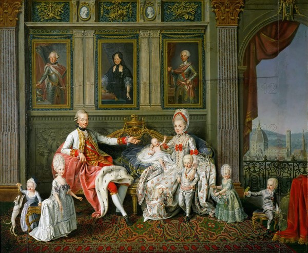 Leopold I, Grand Duke of Tuscany with his wife Maria Luisa and their children, 1773. Artist: Werlin (Verlin), Wenzel (Venceslao) (1730-1780)