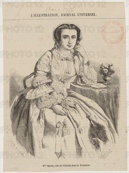 Maria Spezia (1828-1907) as Violetta in Opera La Traviata by Giuseppe Verdi, 1856.