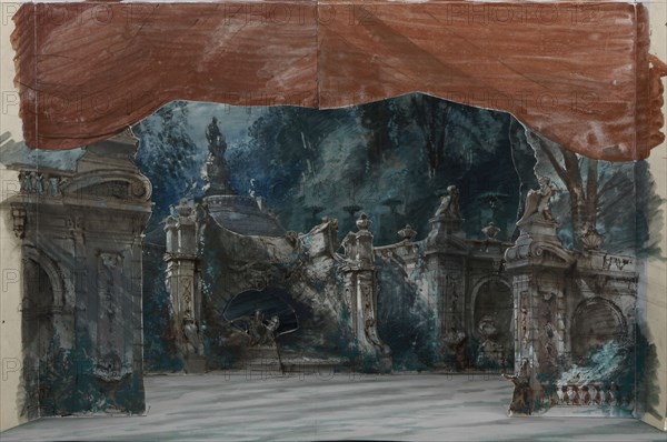 Set design for the Opera Don Carlos by Giuseppe Verdi. Paris, Théâtre de l'Opéra-Le Peletier, 11.03.