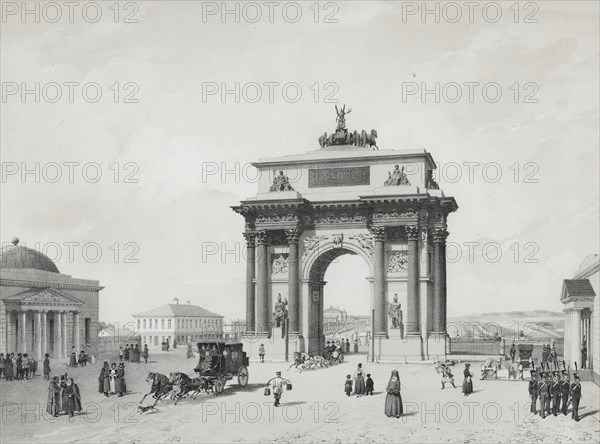 The Triumphal Arch at the Tver Gates in Moscow, 1840s.