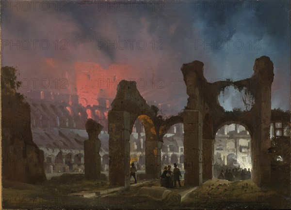 Rome's Colosseum illuminated, 1864.