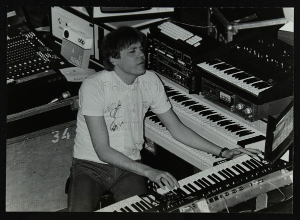 German electronic musician Klaus Schulze at the Forum Theatre, Hatfield, Hertfordshire, 1983. Artist: Denis Williams