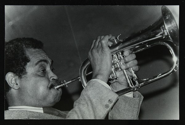 Art Farmer on the flugelhorn at The Bell, Codicote, Hertfordshire, 25 February 1985. Artist: Denis Williams