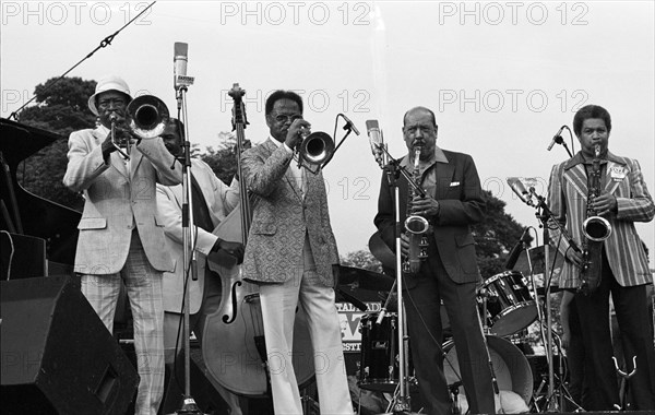 Al Grey, Terry Clark  Frank Foster, Capital Jazz Festival, Knebworth, Herts, July 1982. Artist: Brian O'Connor.