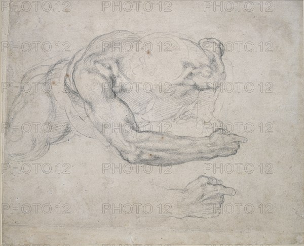 Study of a Man rising from the Ground, 16th century. Artist: Michelangelo Buonarroti.