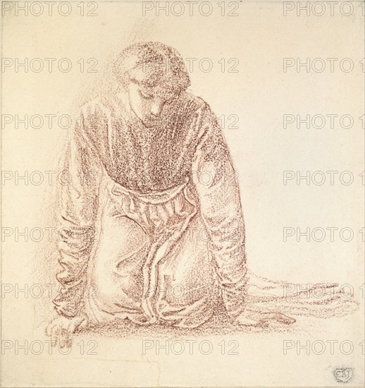 Kneeling Figure of a Woman, late 19th century. Artist: Sir Edward Coley Burne-Jones.