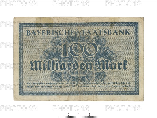 German banknote (Bavaria), 1923. Artist: Unknown.