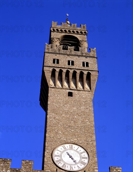 Detail of the tower of the Palazzo Vecchio.