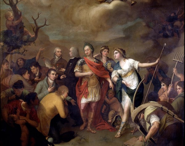 'Giving the land to settlers of Sierra Morena' Carlos III (1717-1788), King of Spain.