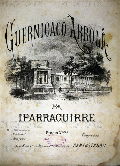 Cover of the Basque national anthem 'Guernicaco arbola', by Jose Iparraguirre.