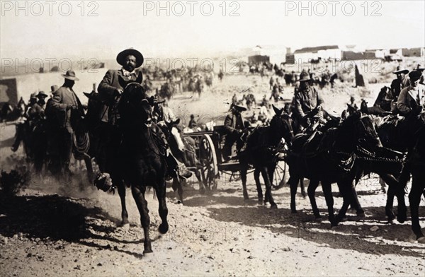 Francisco Villa 'Pancho Villa' (1878-1923), Mexican revolutionary, the General at the head of an ?