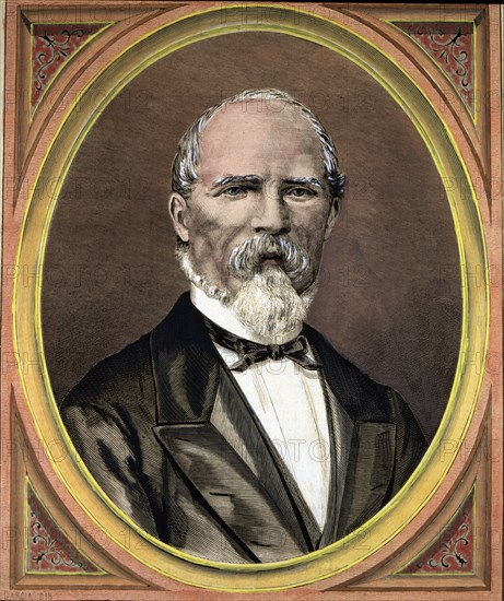 Ramon Cabrera i Griñó (Tortosa, 1806-1877), Army Military Carlist colored engraving of Spanish an?