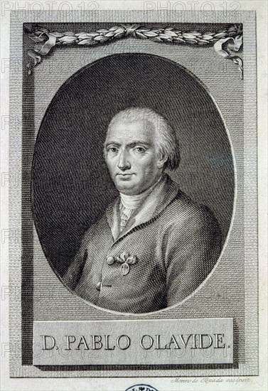 Pablo Olavide (1725-1803), Spanish politician, engraving by Moreno de Texada.