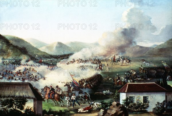 Representation in a painting of the Battle of Boyacá, which took place on August 7, 1819.