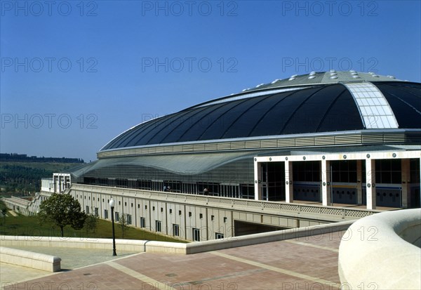 Palau Sant Jordi' by the Japanese architect Arata Isozaki, detail of the side.