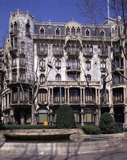 Façade of the Fuster House in the Gran de Gracia street, a work from 1912 by Lluis Domenech i Mon?