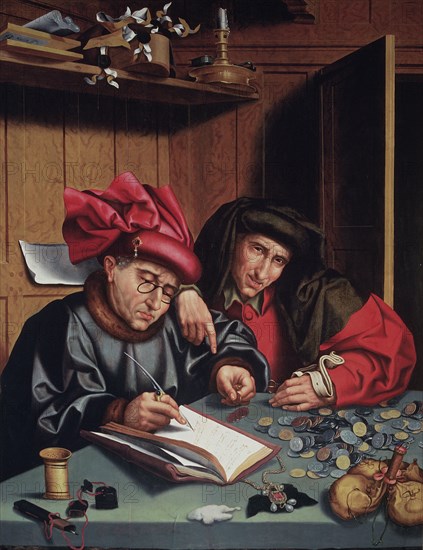 'The Moneychangers', oil by Quentin Matsys.