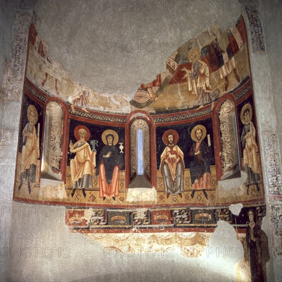 Apse of the church of the Monastery of Sant Pere de Burgal, Pallars Jussà, 12th century mural.