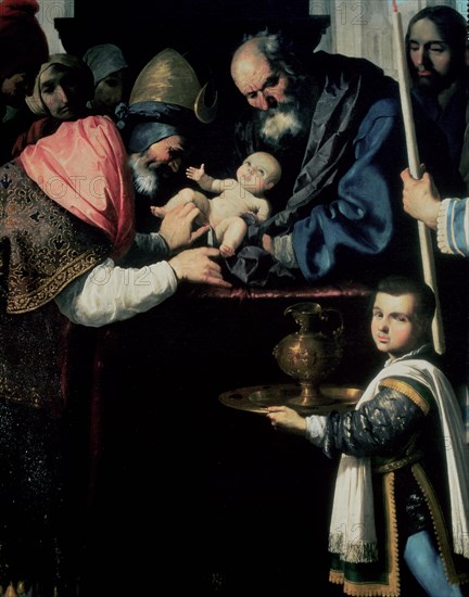 'Circumcision', detail, oil on canvas by Francisco Zurbarán.