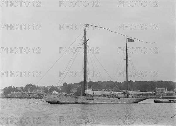 The 118 foot ketch 'Fidra' at anchor, 1922. Creator: Kirk & Sons of Cowes.