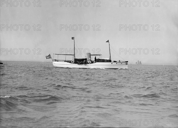 The steam yacht 'Yvonne' under way, 1913. Creator: Kirk & Sons of Cowes.