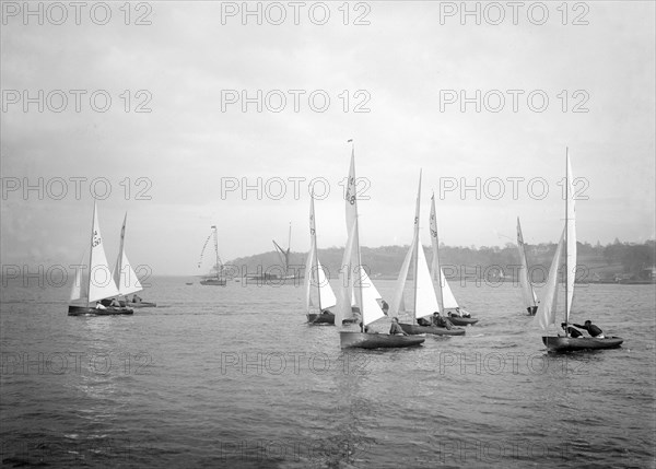 Start of International 14 dinghy race from Island Sailing Club, 1934. Creator: Kirk & Sons of Cowes.