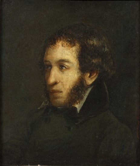 Last lifetime portrait of the poet Alexander Sergeyevich Pushkin (1799-1837), 1837.