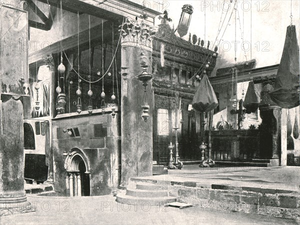 Interior of the Church of the Nativity, Bethlehem, Palestine, 1895.