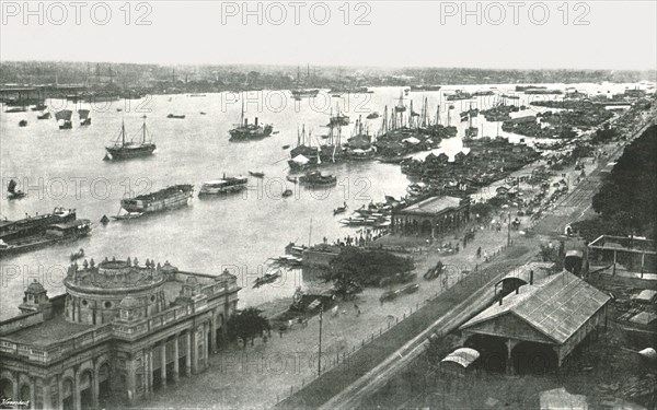 View from the Hooghly Bridge, Calcutta, India, 1895.