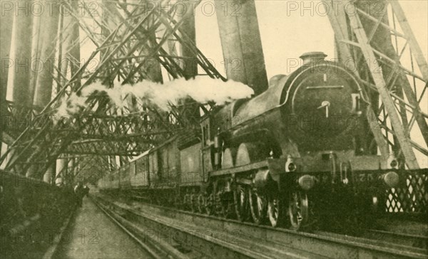 An Express Train Crossing the Forth Bridge', c1930.