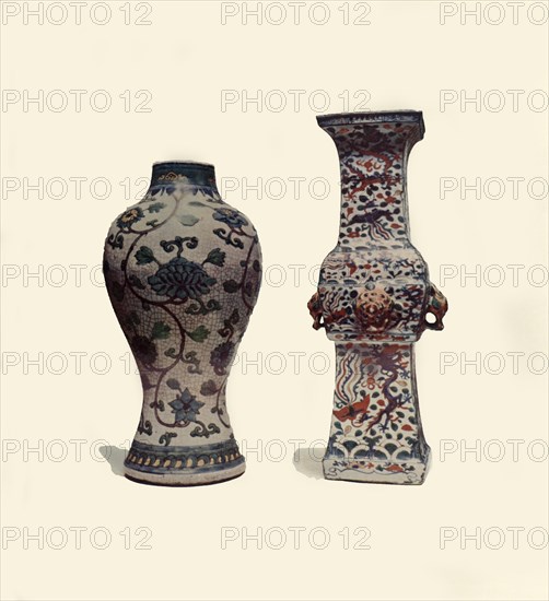 Two enamelled porcelain vases, Chinese, 15th-17th centuries, (1908).