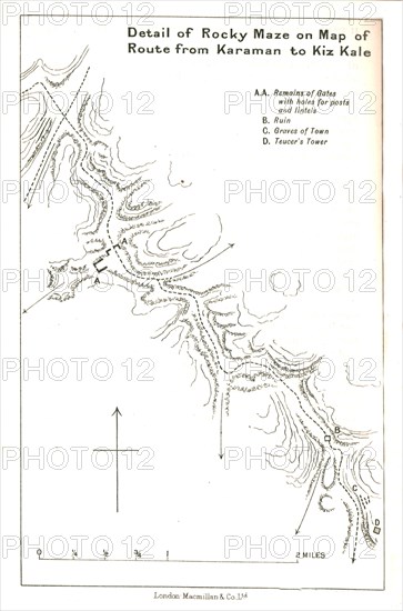 'Detail of Rocky Maze on Map of Route from Karaman to Kiz Kale', c1915.  Creator: Stanford's Geographical Establishment.