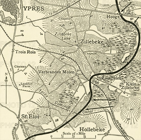 'Map showing the Scene of the German Attacks...First World War, February 1916, (c1920). Creator: Unknown.