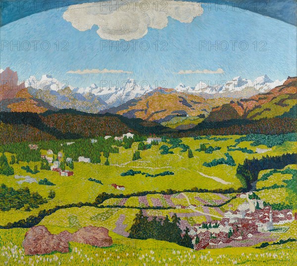 Panorama of Flims. Triptych, central panel, 1904. Creator: Giacometti, Giovanni (1868-1933).