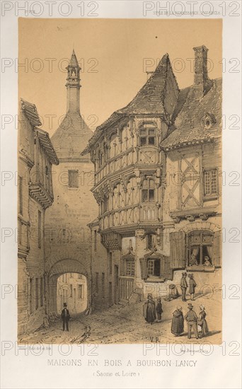 ...Pl. 5, Maison en Bois a Bourbon-Lancy (Saone Et Loire), 1860. Creator: Victor Petit (French, 1817-1874).