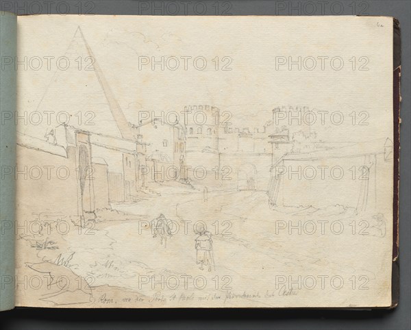 Album with Views of Rome and Surroundings, Landscape Studies, page 06a: "Rome von der Porta...". Creator: Franz Johann Heinrich Nadorp (German, 1794-1876).