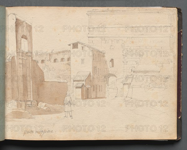 Album with Views of Rome and Surroundings, Landscape Studies, page 11a: "Porta Maggiore". Creator: Franz Johann Heinrich Nadorp (German, 1794-1876).