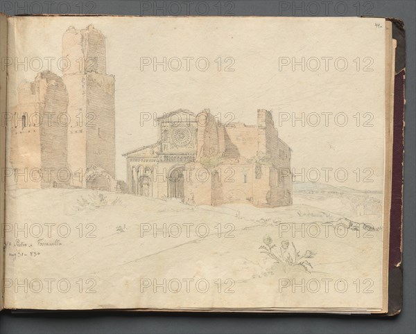 Album with Views of Rome and Surroundings, Landscape Studies, page 41a: "St. Pietro, Toscanella". Creator: Franz Johann Heinrich Nadorp (German, 1794-1876).