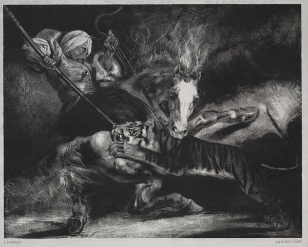 An Attack by a Tiger. Creator: Louis Candide Boulanger (French, 1806-1867).