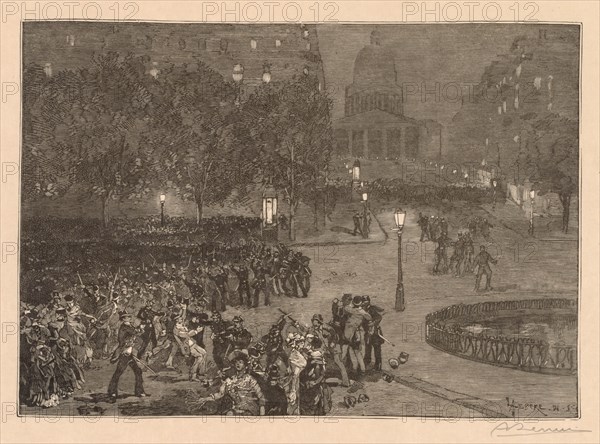 Bois du Monde: Les troubles du quartier Latin, 1882. Creator: Auguste Louis Lepère (French, 1849-1918).