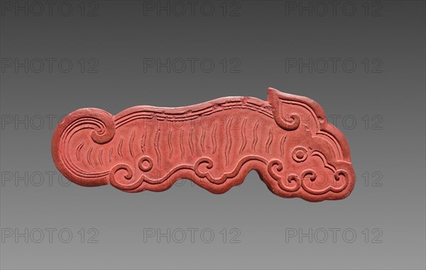 Box with Ink Cakes: Red Ink Cake in Shape of a Kui Dragon, 1795-1820. Creator: Unknown.