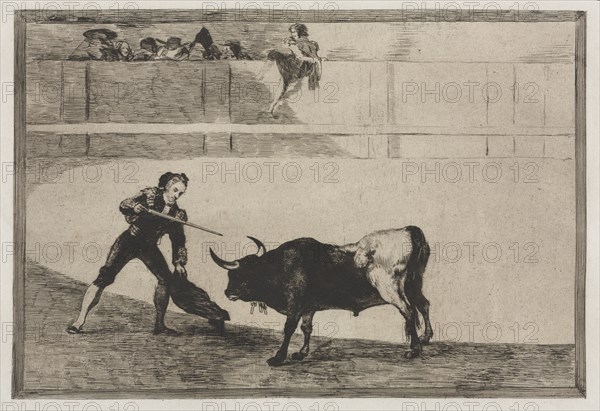 Bullfights: Pedro Romeo Killing the Halted Bull, 1876. Creator: Francisco de Goya (Spanish, 1746-1828).
