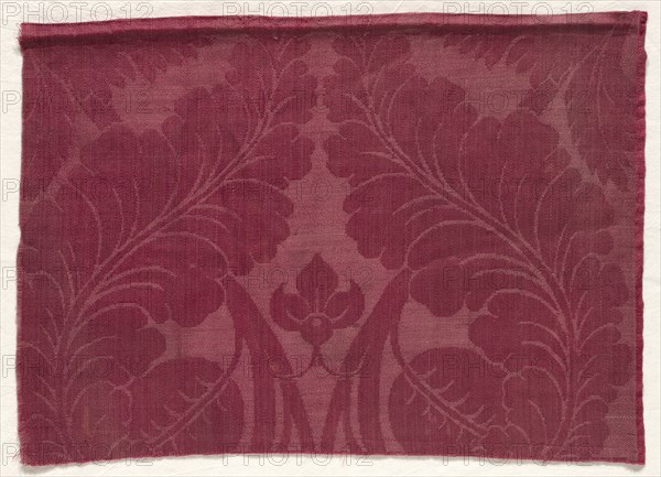 Damask with Leaf and Floral Design, 1700s - 1800s. Creator: Unknown.