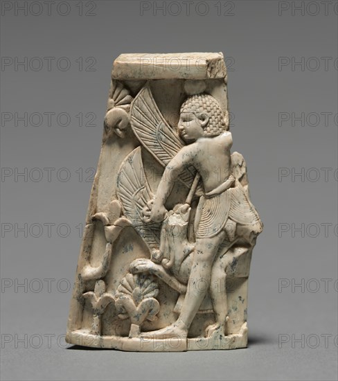 Decorative Plaque: Man; and Griffin in Combat, 900-800 BC. Creator: Unknown.